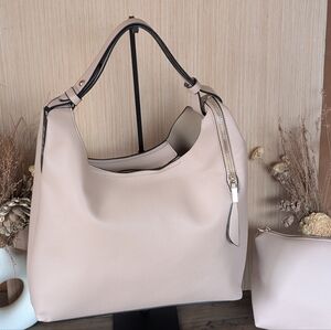 Halfmoon Taupe Shoulder Bag With Smaller Bag Included.